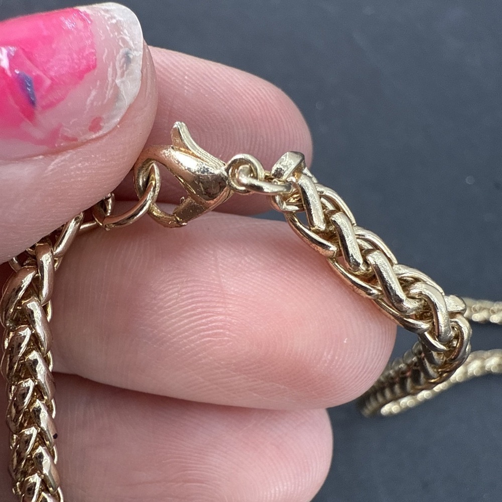 Gold Tone Cross Necklace 15" Front Clip Chain Chunky Link Christian - Picture 7 of 10